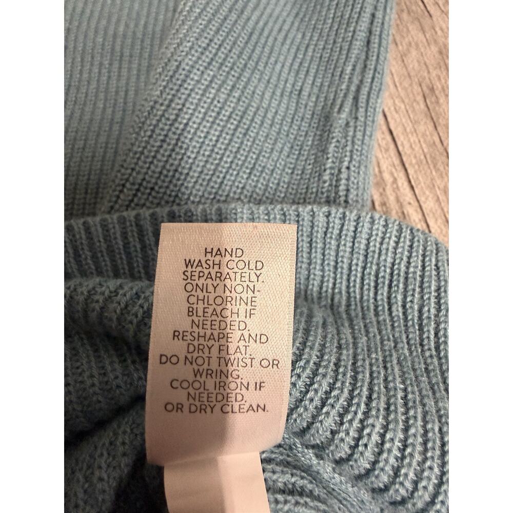 Women’s J.Jill V Neck Sweater Teal Blue Sz Medium Petite PM Cotton Blend - Picture 5 of 9